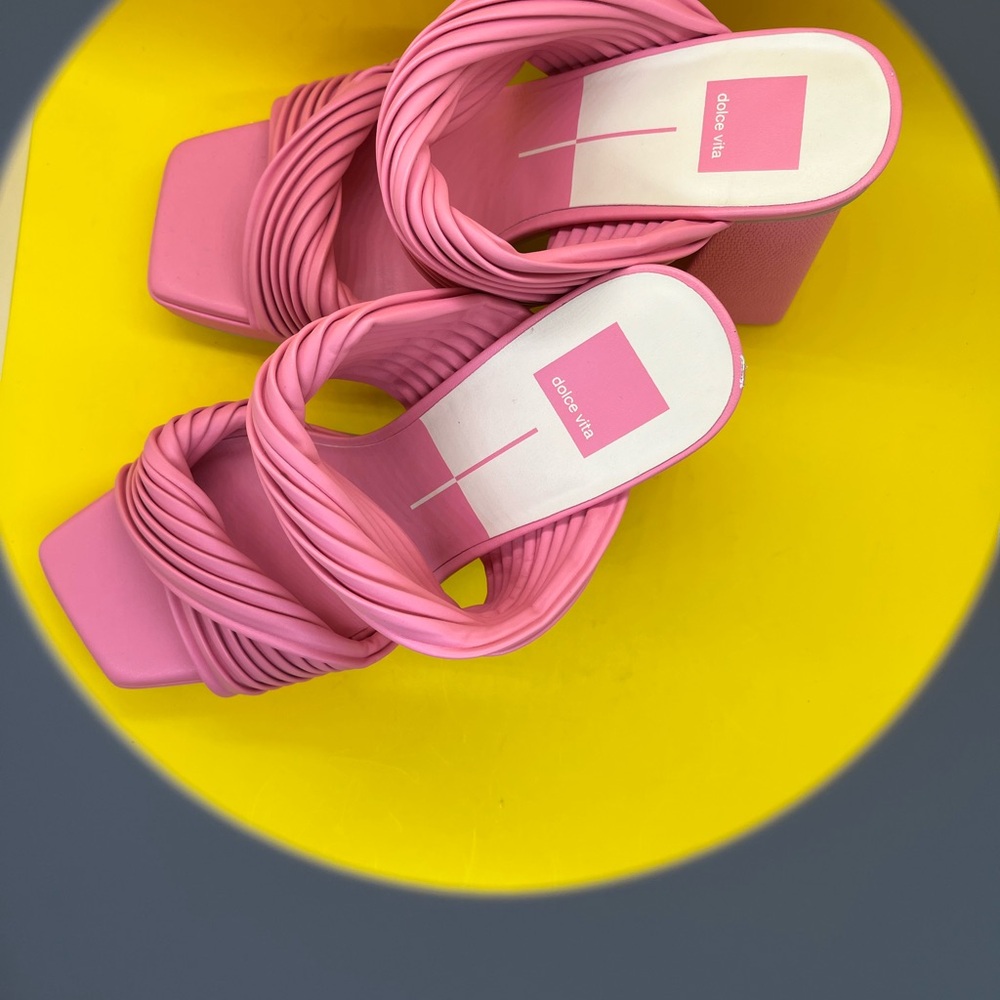 Dolce Vita Pink Twisted Strap Platforms - Picture 2 of 3